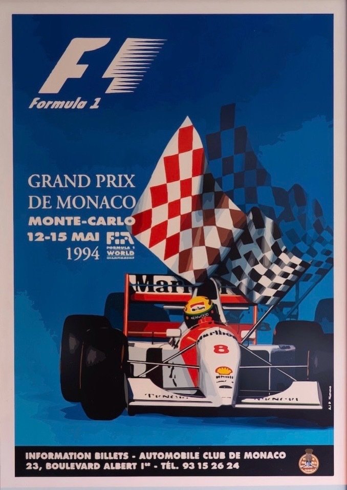 A.I.P Monaco - Senna - Officiële Poster Grand Prix Monaco 1994 - Formule 1 #1.2