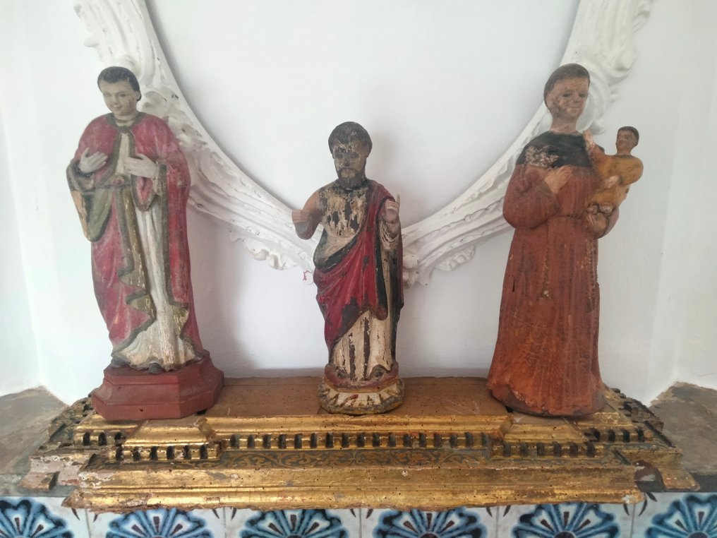  Retablo (4) - Madera, Policromia, Santos - S.XVIII-XIX - Antiguo retablo (S.XVIII)  #1.1