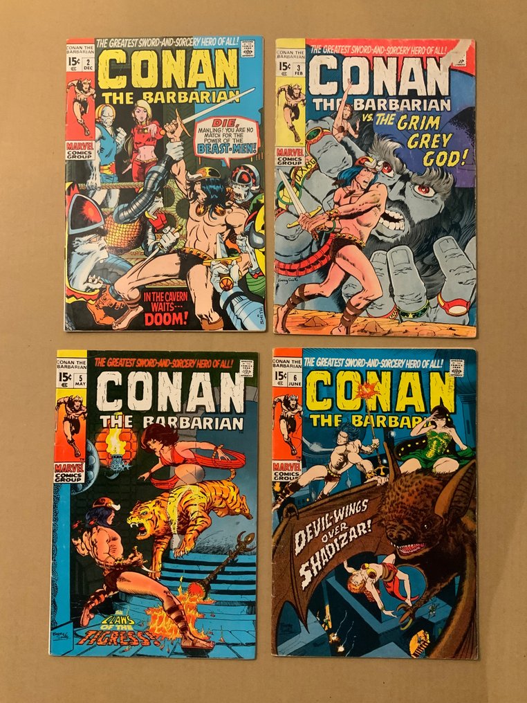 Conan the Barbarian (1970 Marvel Series) # 2, 3, 5 & 6 - 1st appearance of Fafnir! - 4 Comic - First edition - 1971 #2.1
