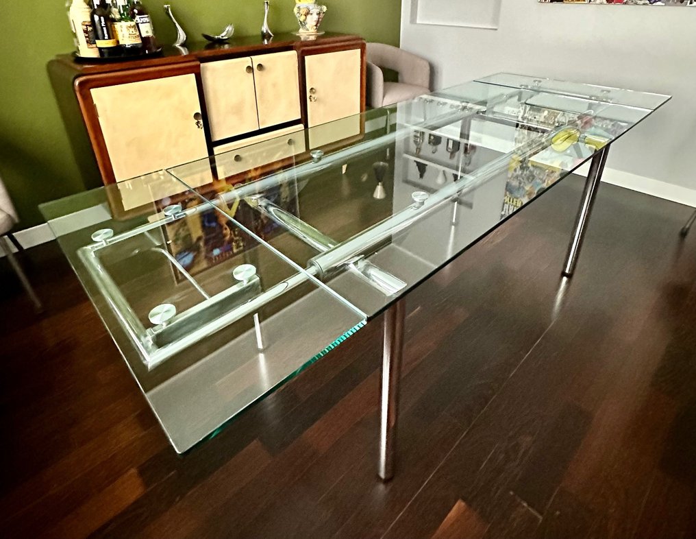 Tisch - Glas, Stahl - Ausziehbar um 30+30 cm #1.1