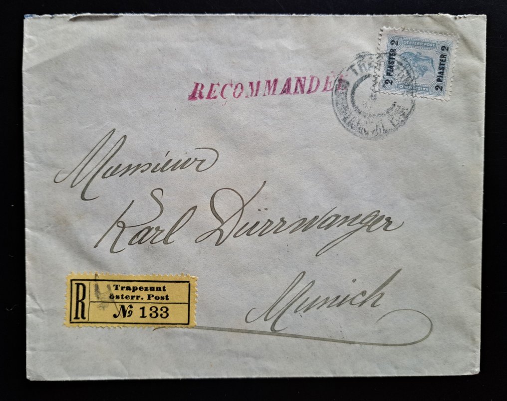 Levant 1890/1926 - Lettres recommandées - Autriche, Grande-Bretagne, Russie, Allemagne, Turquie #3.2