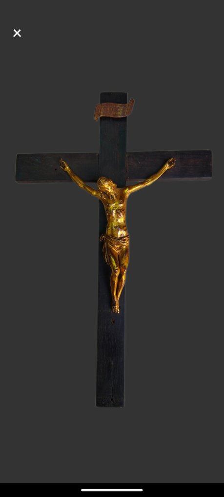 Skulptur, Cristo crucificado - 11 cm - Messingbeschläge - 1600 #2.2