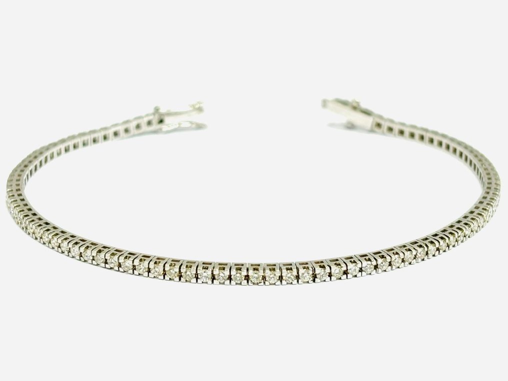 Tennis bracelet - 18 kt. White gold -  2.18ct. tw. Diamond  (Natural) - Made in Italy #3.2