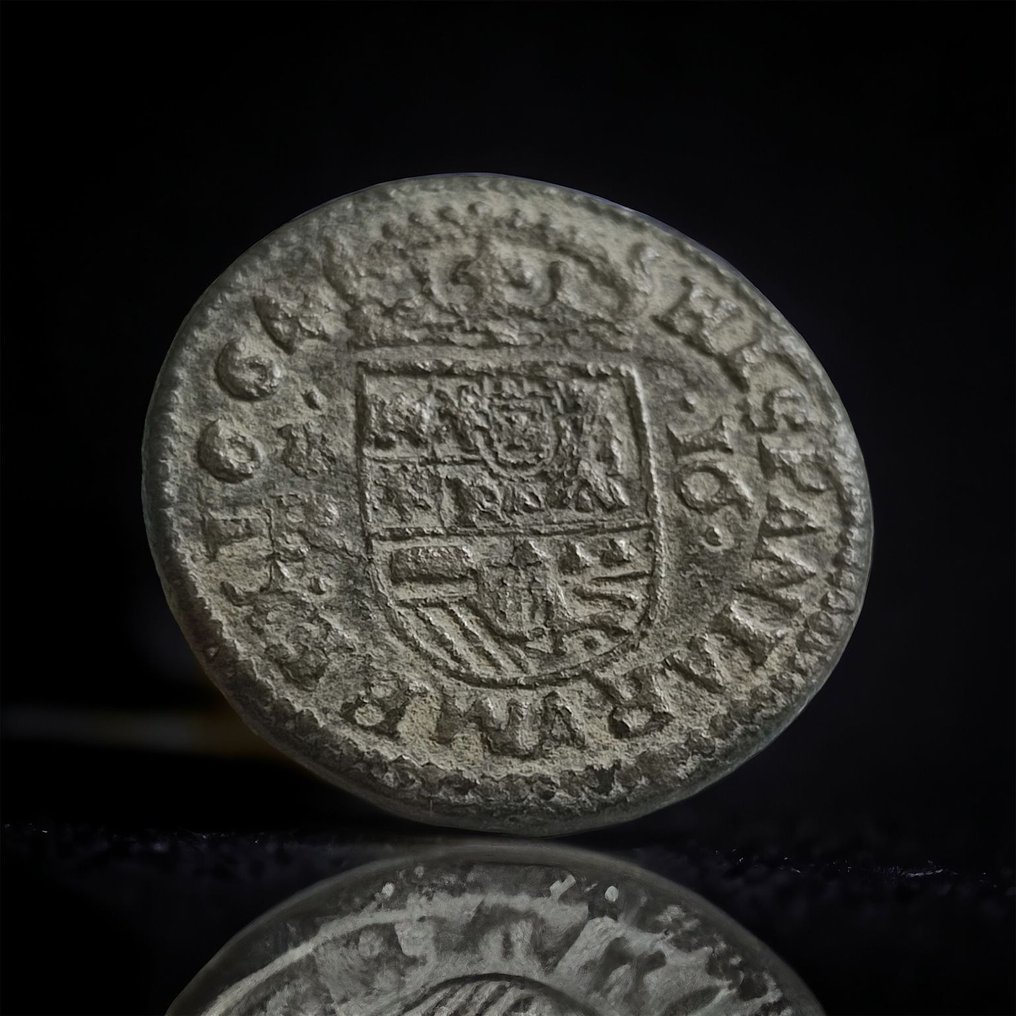 Spain. Felipe IV (1621-1665). 16 Maravedís 1664 Coruña R #1.1