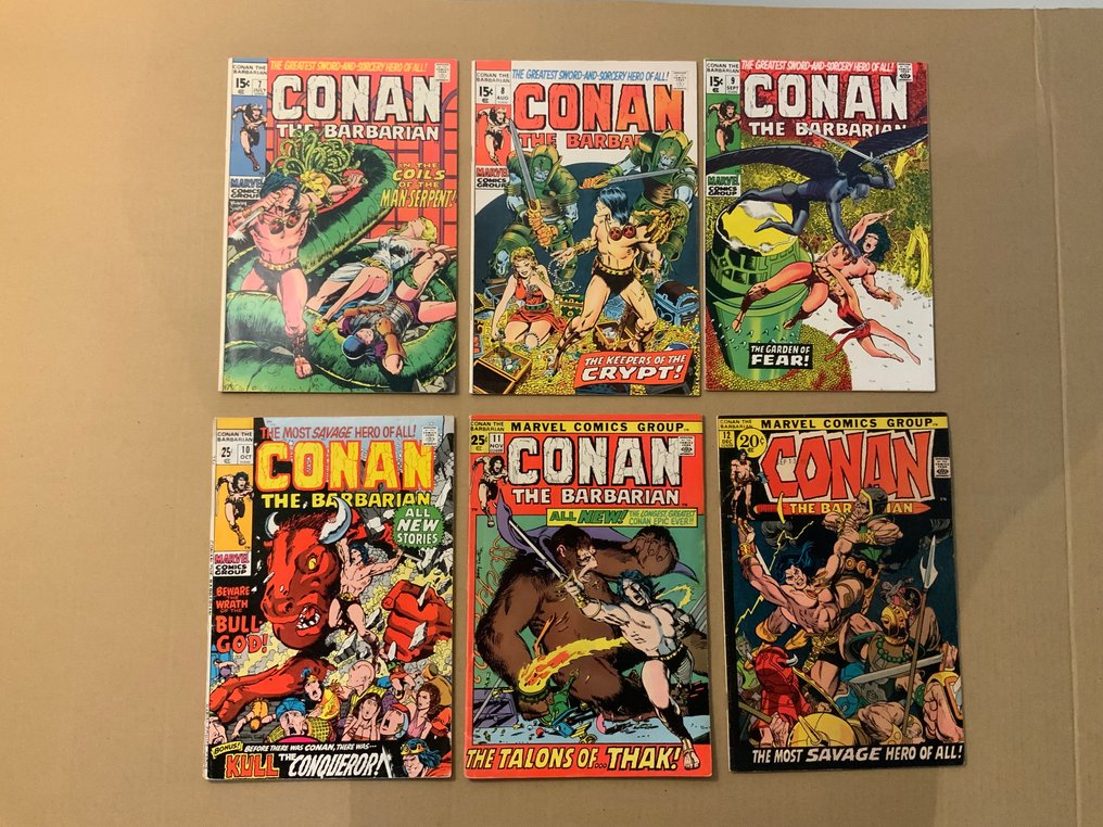Conan Barbaren (1970 Marvel Series) # 7, 8, 9, 10, 11 & 12 Bronze Age Gems! - Barry Windsor-Smith art! - 6 Comic - Första upplagan - 1971 #2.1