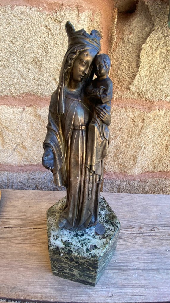 雕像 - madonna con bambino - 金属、大理石 #1.1