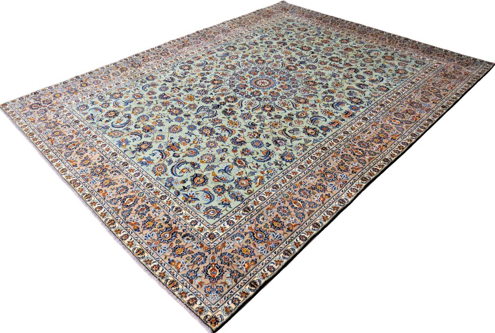 Lã de cortiça fina Kashan como nova - Tapete - 395 cm - 295 cm #1.2