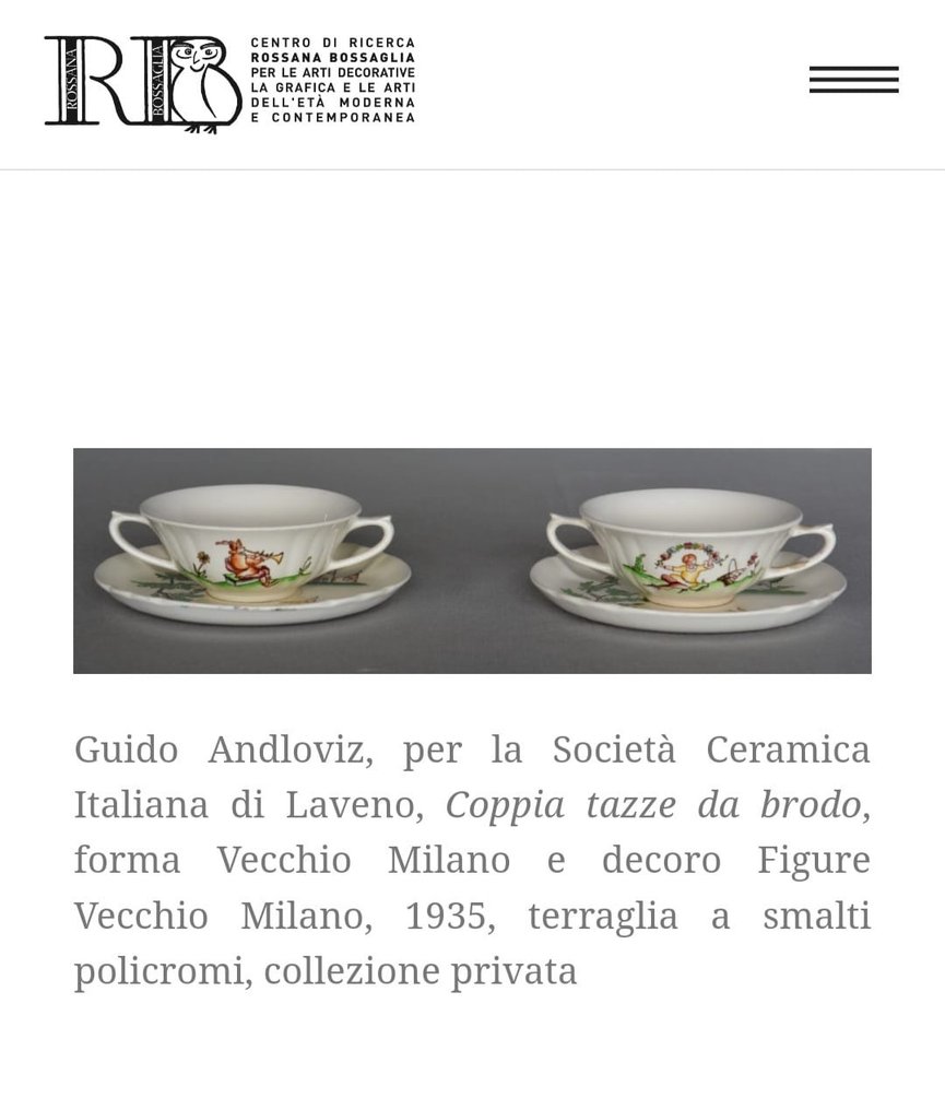 Richard Ginori, Laveno - Gio Ponti, Guido Andloviz - Coffee set (6) - Vecchio Milano - Earthenware - enamels - porcelain #2.1