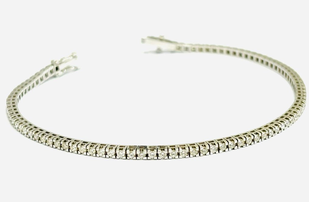 Tennis bracelet - 18 kt. White gold -  2.18ct. tw. Diamond  (Natural) - Made in Italy #3.1