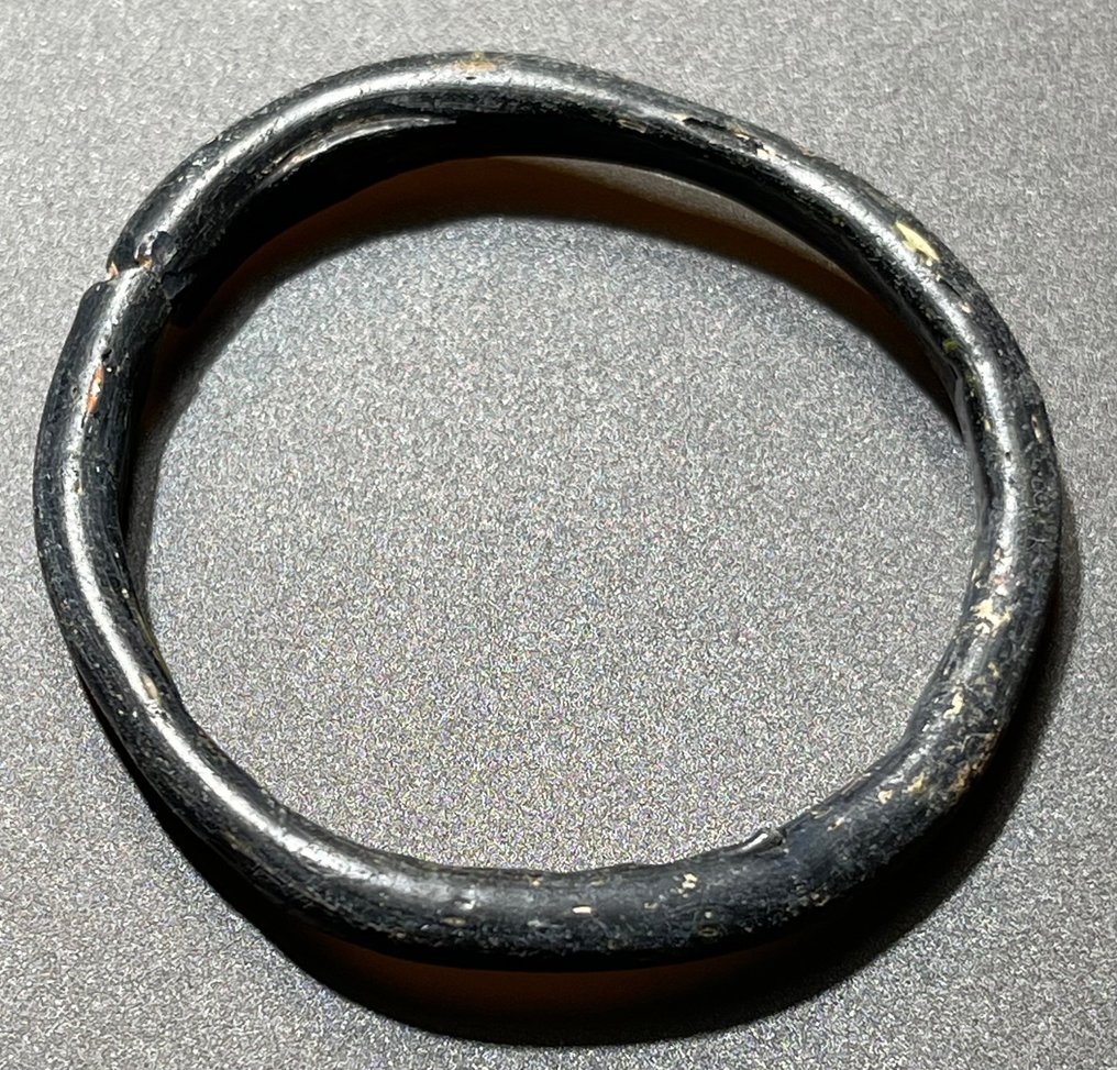 Ancient Roman Glass Interesting & Lovely Bracelet- Hair Ring with a Beautiful Dark Blue Color. With an Austrian Export #1.1
