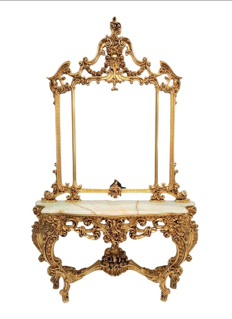 Silik barocco - Stolik konsolowy - Drewno, Marmur - Mobilne lustro #2.1