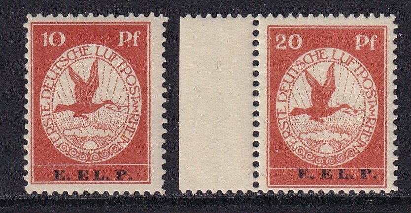 Império Alemão 1912 - Problema de correio aéreo "E. EL. P." com certificado ou assinado - Michel: V/VI #1.1