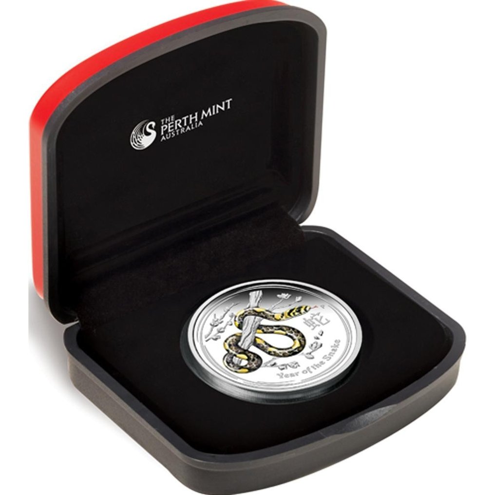 Αυστραλία. 1 Dollar 2013 Year of the Snake Black/Yellow, 1 Oz (.999) mit COA und BOX  (χωρίς τιμή ασφαλείας) #1.0