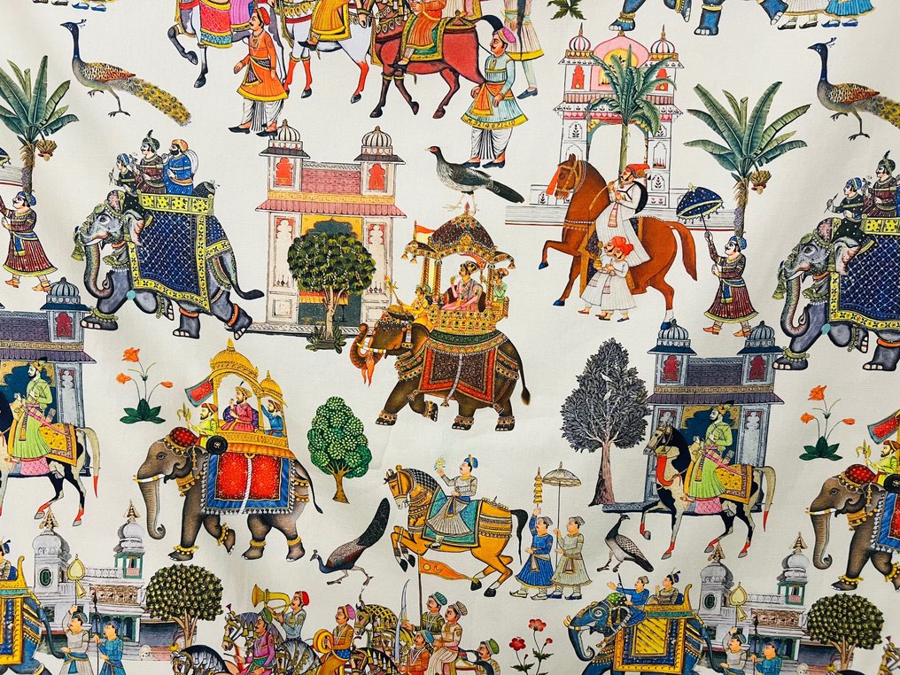 Raro ed esclusivo cotone Classica raffigurazione indiana - Țesătură tapițerie  - 300 cm - 280 cm #3.1