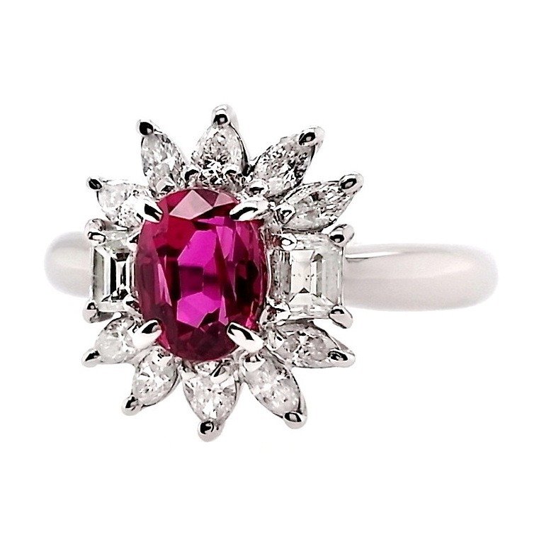 Gyűrű Platina -  1.74ct. tw. Rubin - Gyémánt #3.1