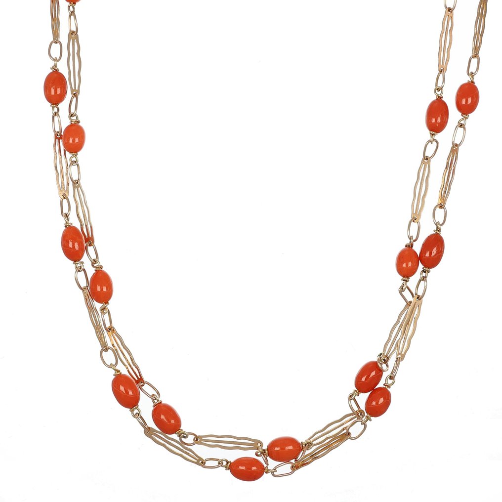 Necklace - 12 kt. Yellow gold Coral #1.2