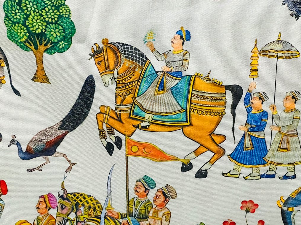 Raro ed esclusivo cotone Classica raffigurazione indiana - Tissu d’ameublement  - 300 cm - 280 cm #2.1