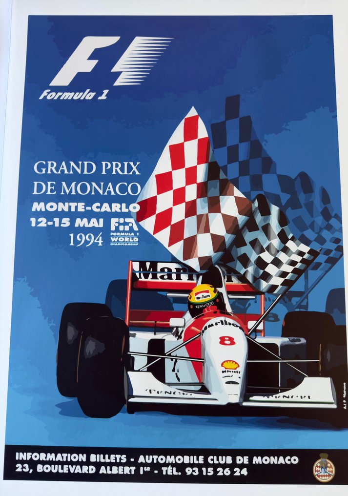 A.I.P Monaco - Senna - Officiële Poster Grand Prix Monaco 1994 - Formule 1 #1.1