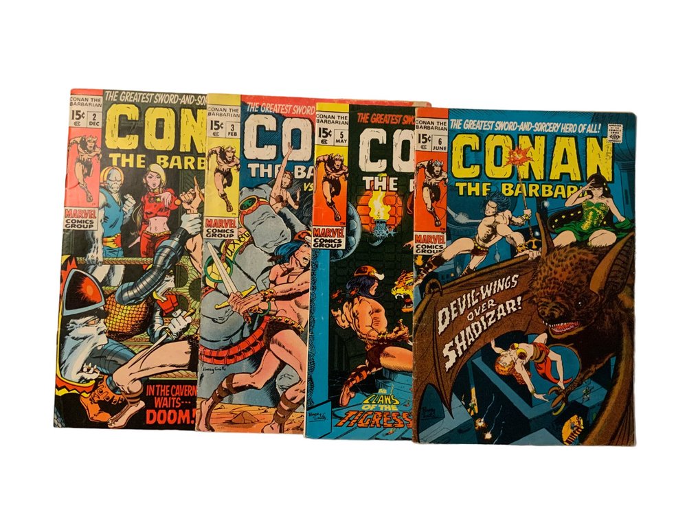 Conan the Barbarian (1970 Marvel Series) # 2, 3, 5 & 6 - 1st appearance of Fafnir! - 4 Comic - Eerste druk - 1971 #1.1