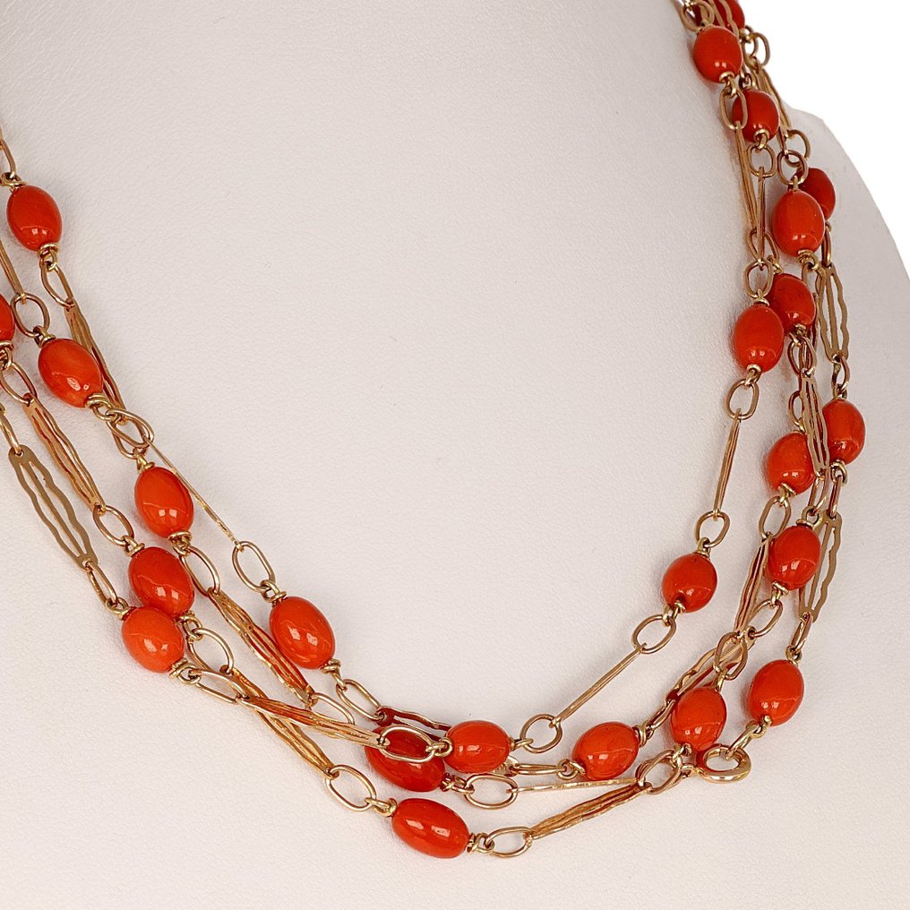 Necklace - 12 kt. Yellow gold Coral #1.1
