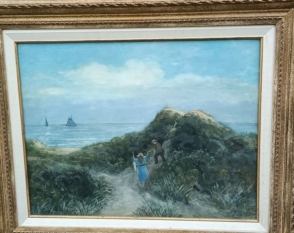M.A. van Aken (1854-1933) - Zoeken naar een romantisch plekje in de duinen langs het strand van Scheveningen #2.2