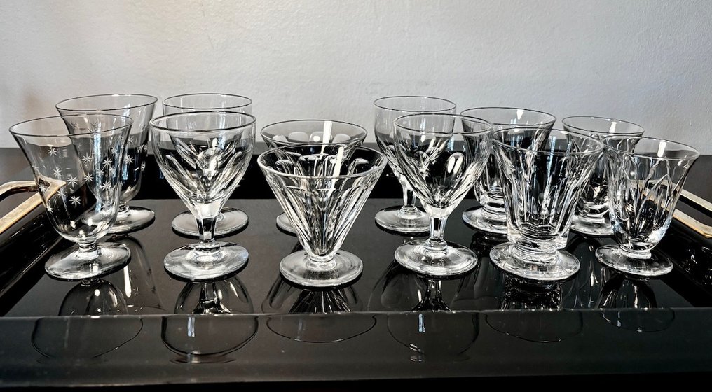 Baccarat, Daum, Sevres, Val Saint Lambert, Cristal d’Arques - Conjunto de copos de bebidas diversas (12) - Cristal #2.1