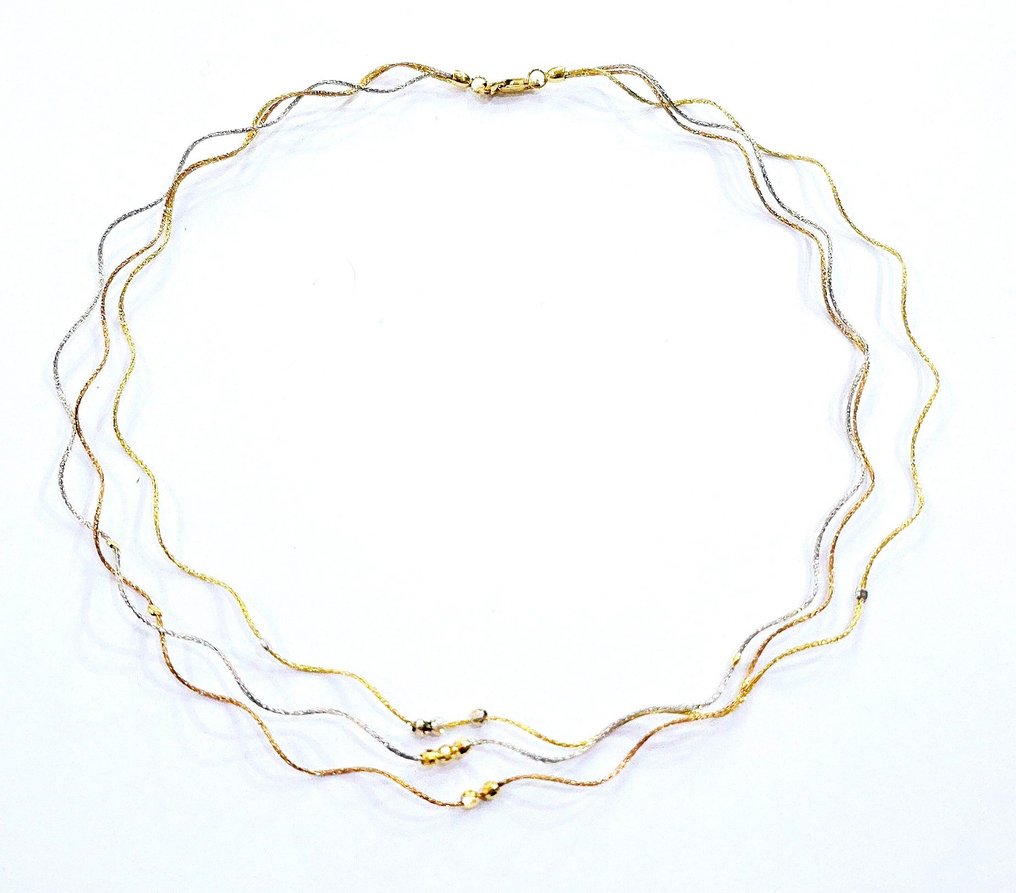 Halskette mit Anhänger - 18 kt Gelbgold, Roségold, Weißgold #1.1