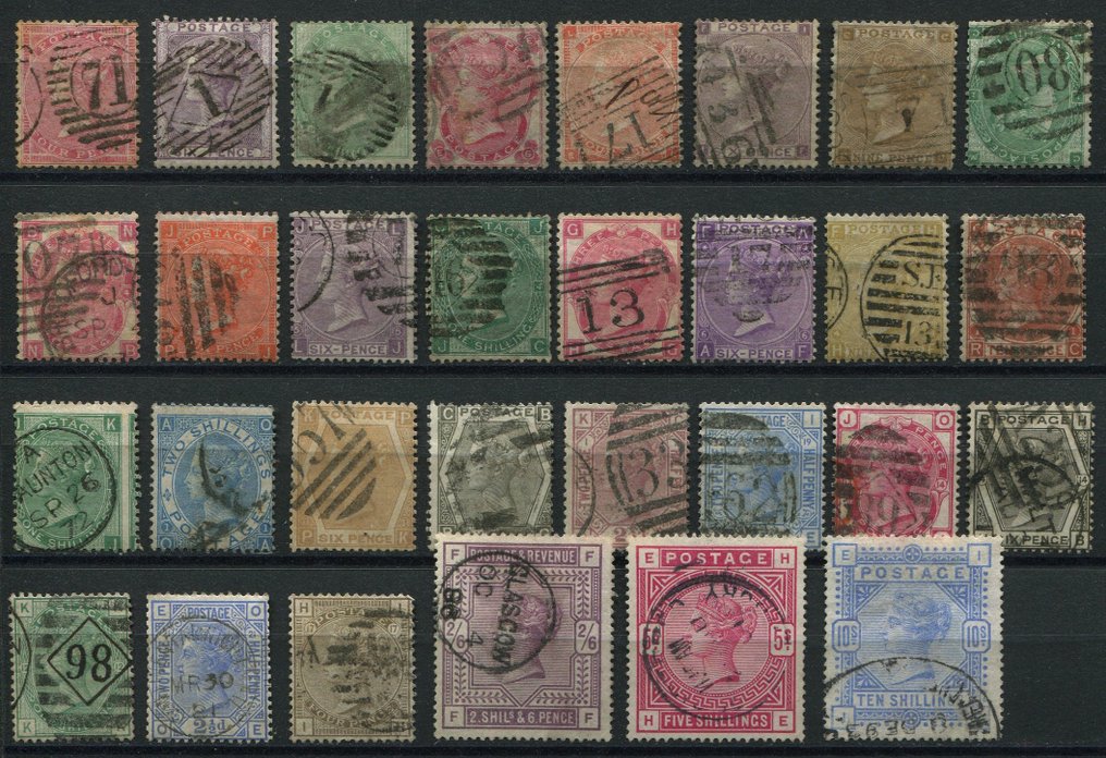 Großbritannien 1857/1884 - Sammelfläche bedruckt bis zu 10 Schilling - Stanley Gibbons #1.1