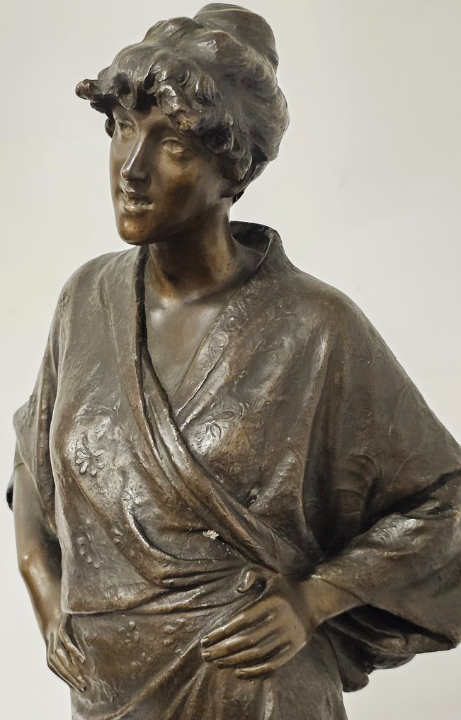 Giovanni Battista Amendola (1848 - 1887) - sculptuur, A moment's rest - 59 cm - Gepatineerd brons #1.2