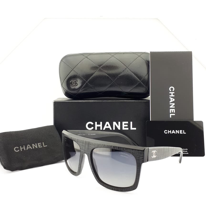 Chanel - Wayfarer Black Texture Acetate Havana CC Logo Sunglasses "POLARIZED" & "FULL SET" - Sonnenbrille #1.1