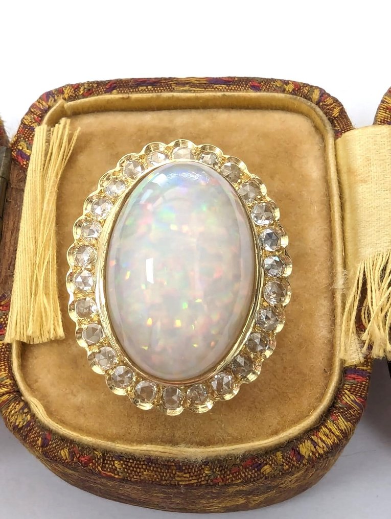 Ring - 18 kt Gelbgold Opal - Diamant #1.1