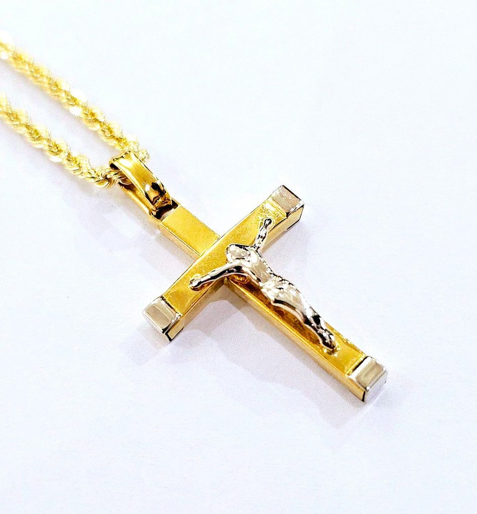 Halskette mit Anhänger - 18 kt Gelbgold, Weißgold #1.2