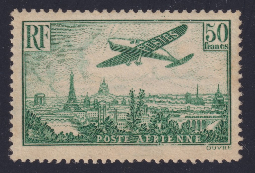 France 1936 - PA n° 14, 50 francs green signed Brun - Yvert #1.1
