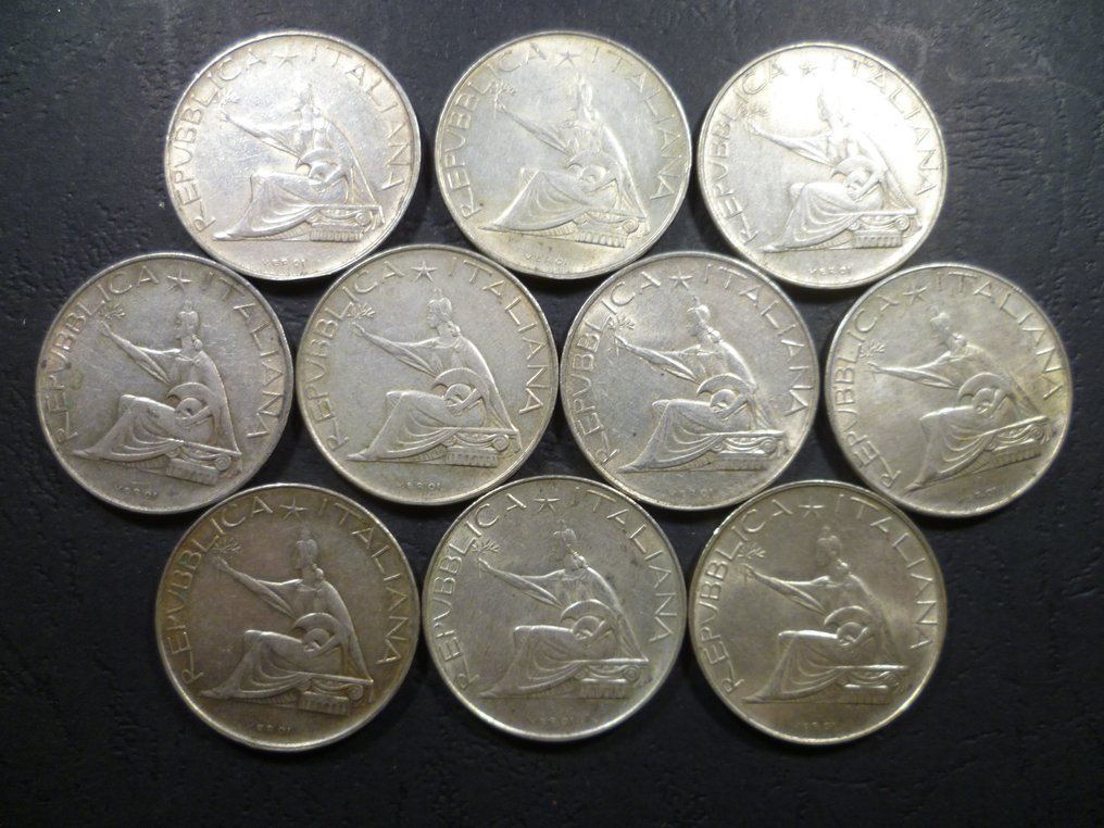 Italia, Italian tasavalta. 500 Lire 1958/1966 (50 monete) #3.2