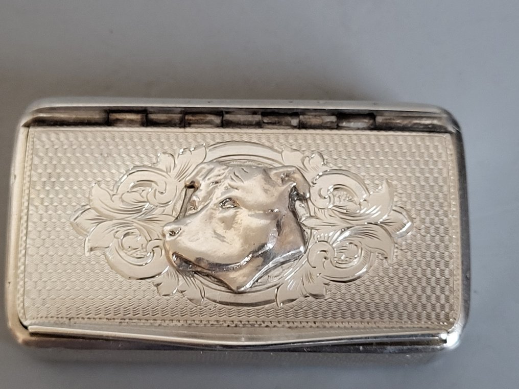 Rosenberg 1820er Jahre - Caixa de tabaco - 13 lotes de prata - Bulldog Cachorro Tabaco #2.1