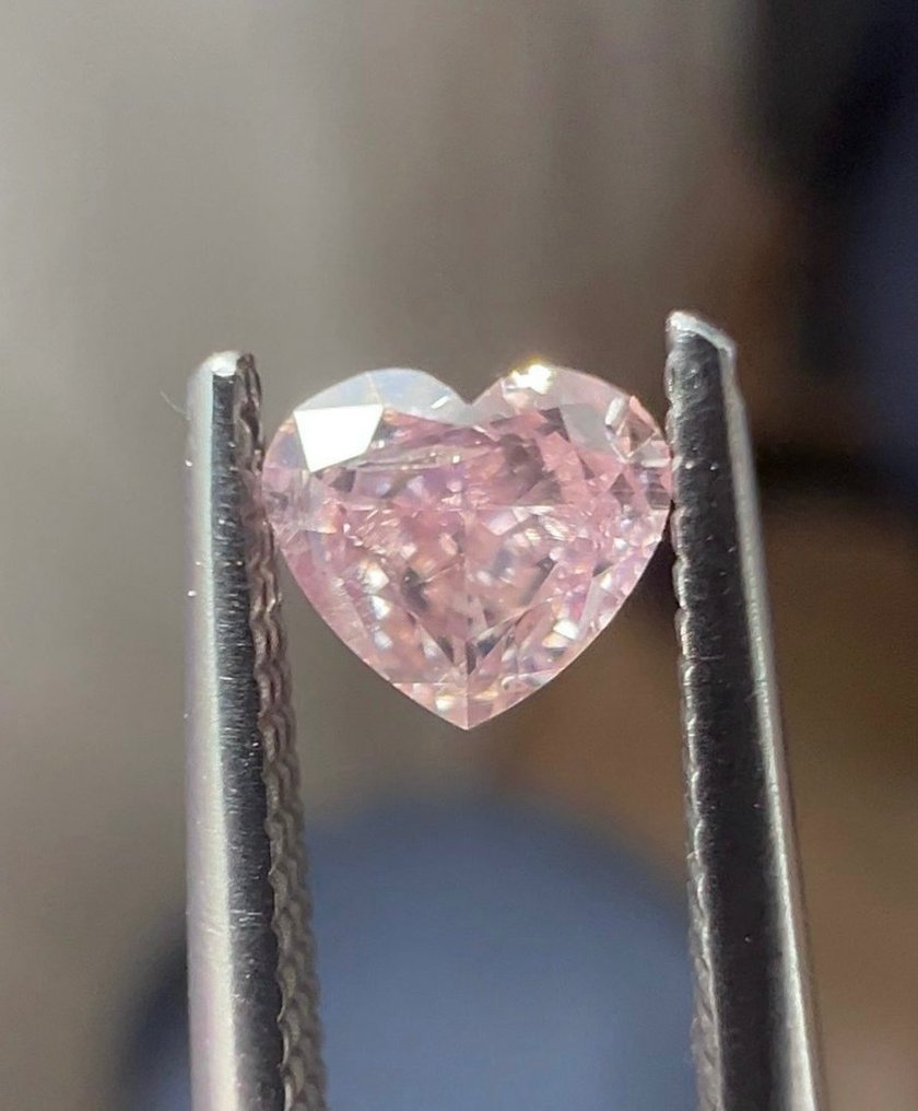 1 pcs Diamante  (Natural)  - 0.25 ct - Coração - I2 - Gemological Institute of America (GIA) - Rosa Púrpura Fantasia #1.1