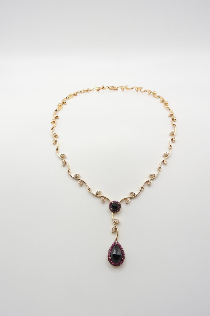 Centoventuno - 2 piece jewellery set - Pristine Rose gold, White gold Onyx - Ruby #1.2