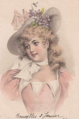 Fantasie, Vrouwen met hoeden - Ansichtkaart (70) - 1890-1920 #1.1