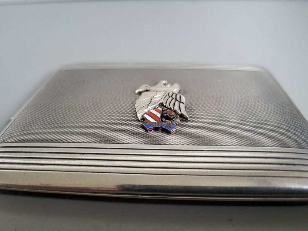 Cigarettetui - 835 silver - emalj 1930-tal - Nürnbergs vapen - örn #2.2