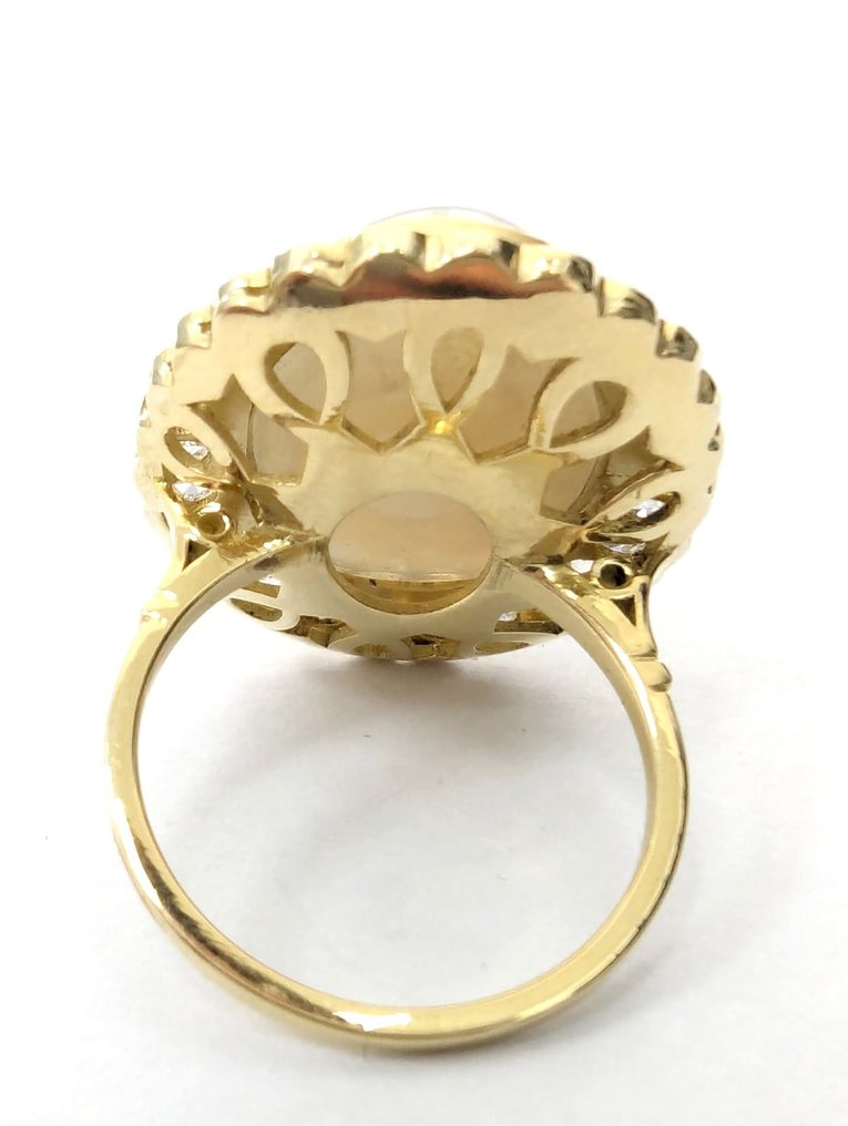 Gyűrű - 18 kt. Sárga arany Opál - Gyémánt #2.1