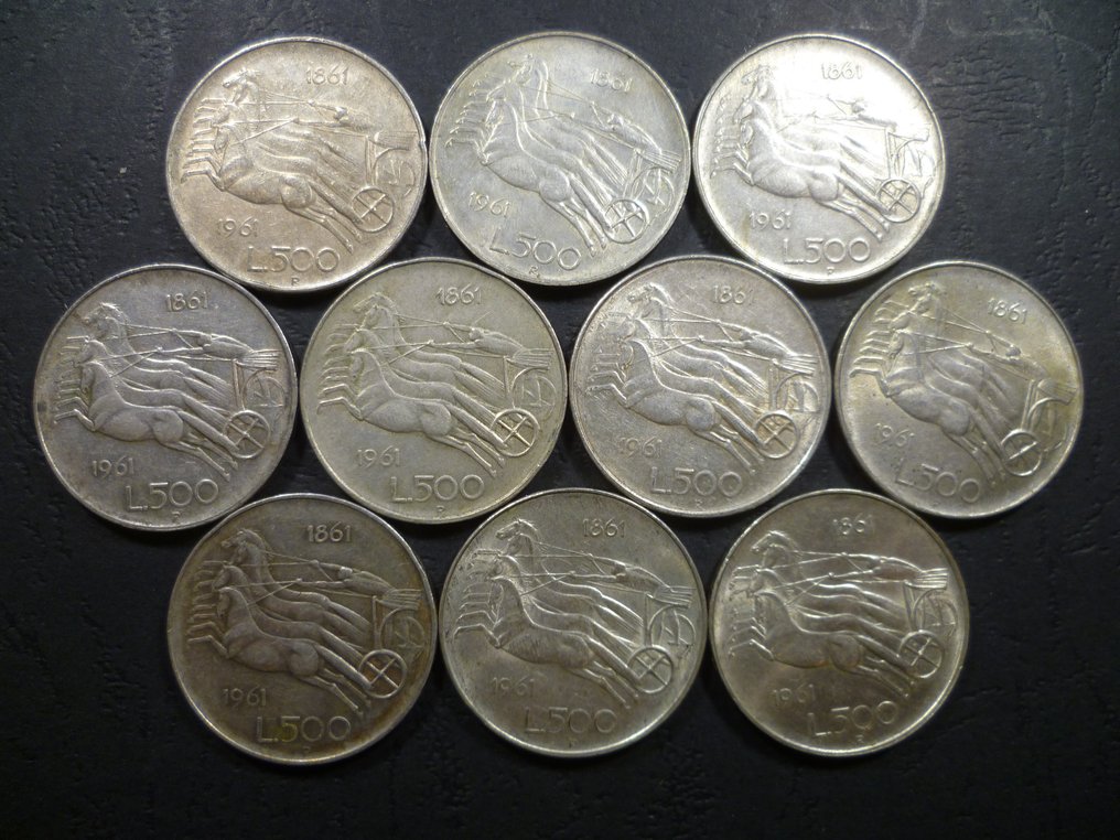 Italia, Italian tasavalta. 500 Lire 1958/1966 (50 monete) #3.1