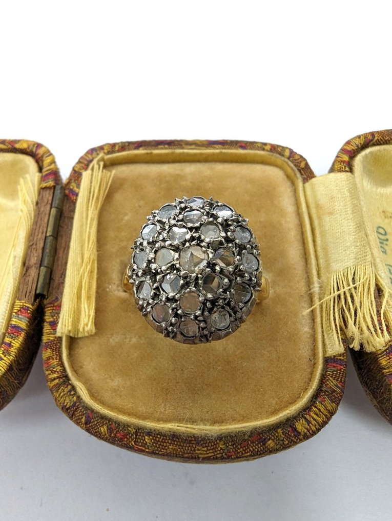 Δαχτυλίδι - 9 kt. Ασημί, Κίτρινο χρυσό Διαμάντι  (Φυσικό) #1.1