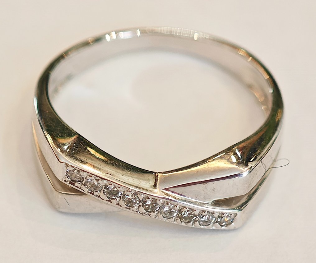 Anello - 14 carati Oro bianco -  0.18 tw. Diamante #1.1