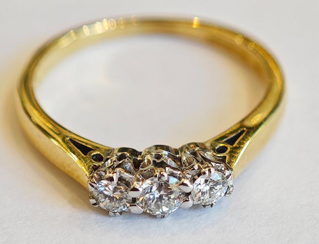 戒指 - 18K包金 黄金 -  0.25 tw. 钻石 #1.1