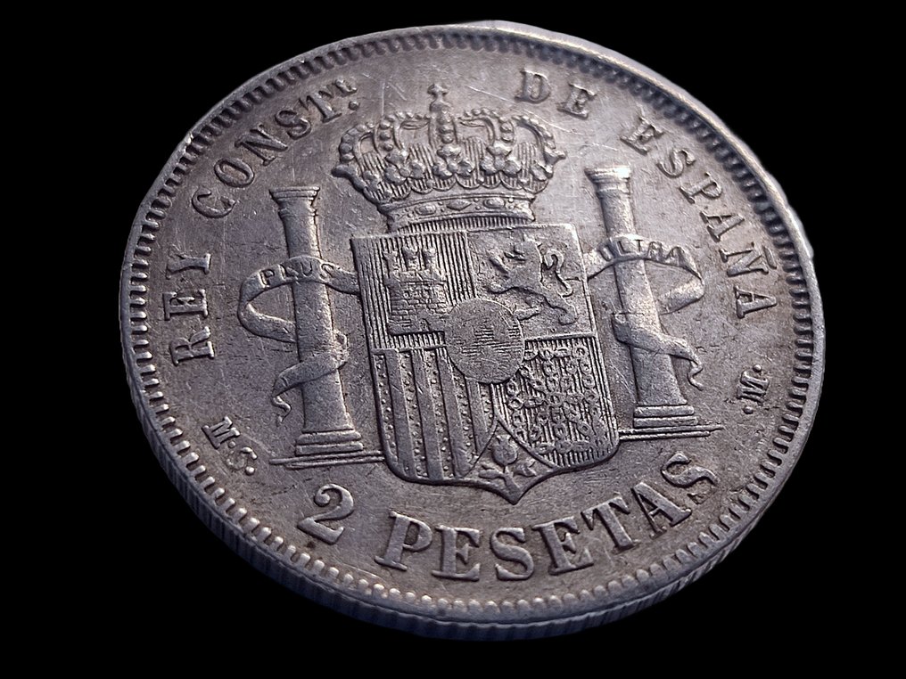 España. Alfonso XII (1874-1885). 2 Pesetas 1882 *18*82 MSM #2.1