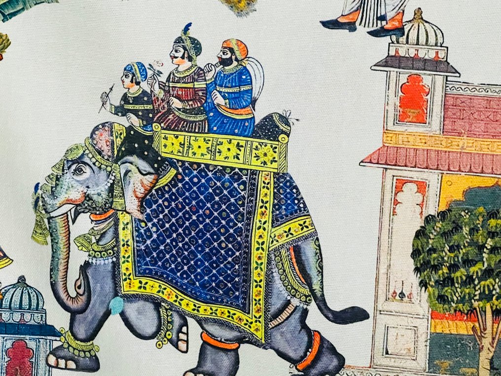 Raro ed esclusivo cotone Classica raffigurazione indiana - Țesătură tapițerie  - 300 cm - 280 cm #3.2