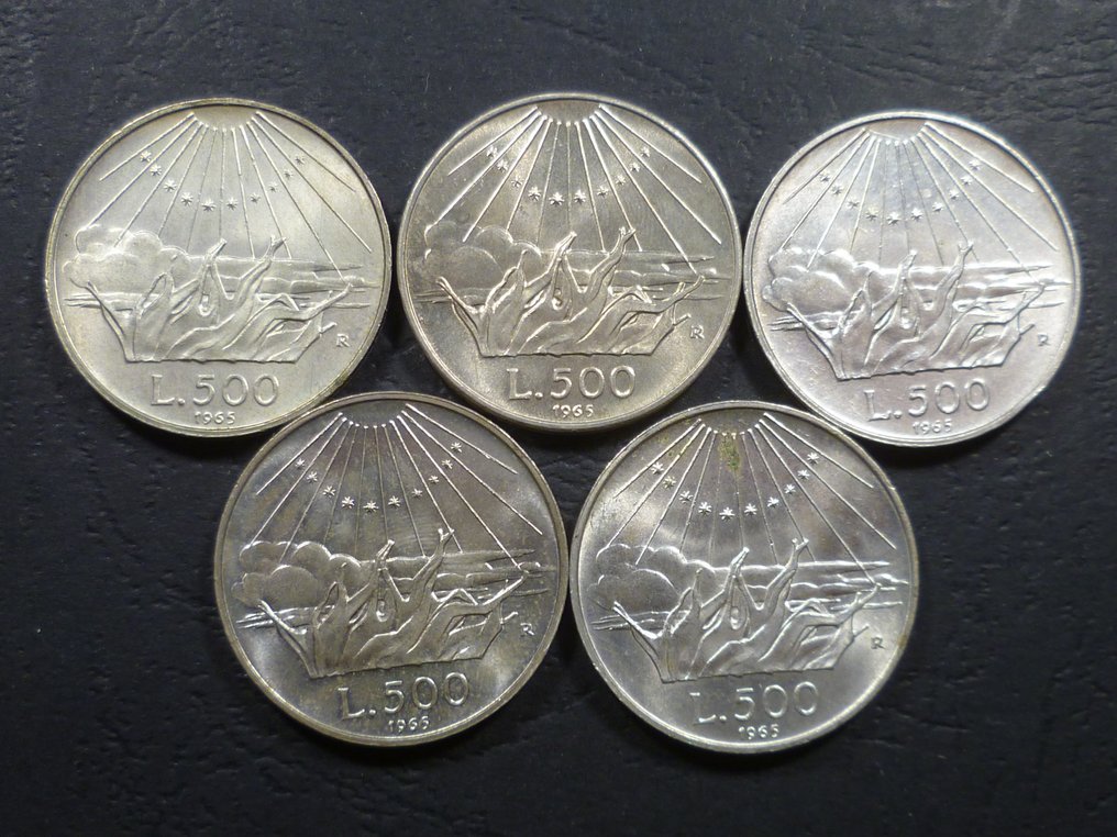 Italien, italienska republiken. 500 Lire 1958/1966 (50 monete) #2.2