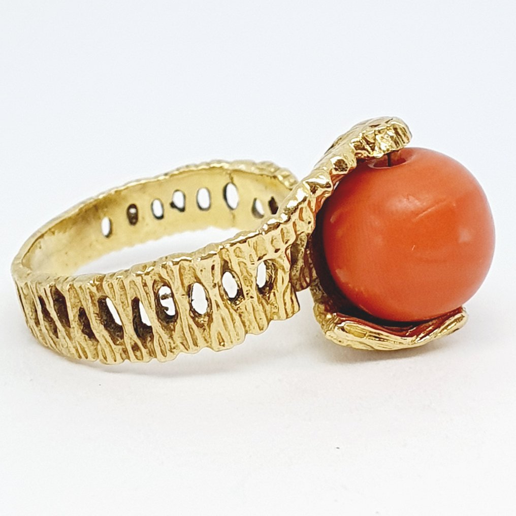 Anel - 18 K Ouro amarelo -  5.00 tw. Coral #2.1