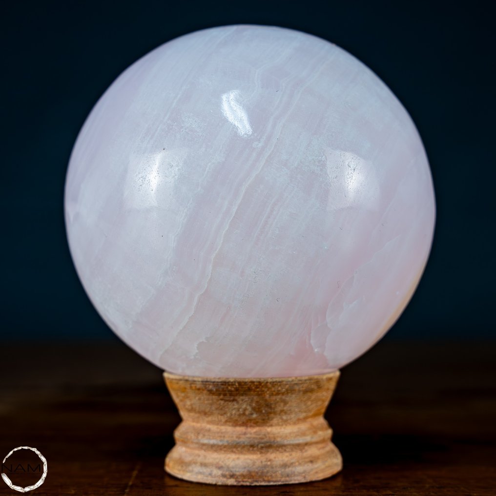 Esfera de cristal de calcita rosa de manganeso natural,alta fluorescencia, De Pakistán- 992.74 g #1.2