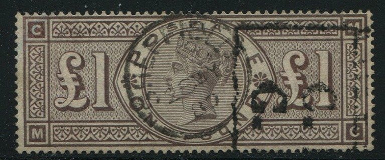 大不列顛 1888 - £1 棕紫丁香水印 ORBS - Stanley Gibbons nr 186 #1.1